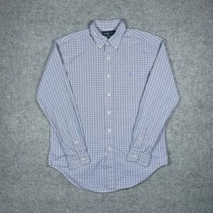 Ralph Lauren Button Down Shirt Mens Medium Blue Classic Fit Plaid Preppy